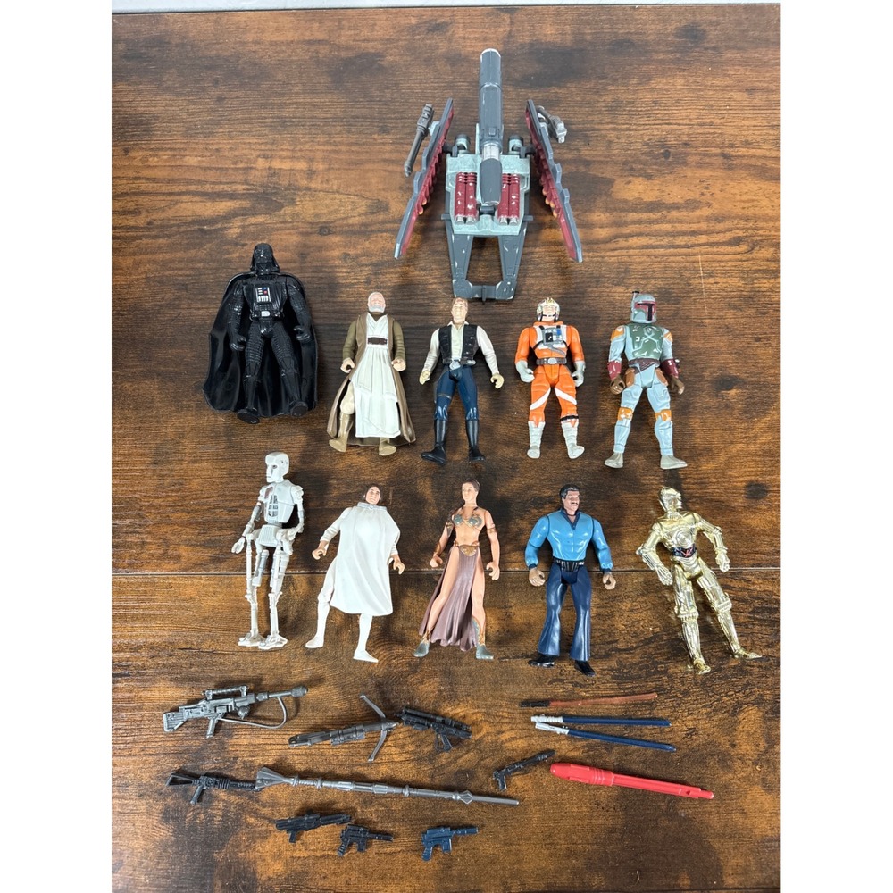 Star Wars Power of the Force Action Figure Lot Kenner Vader Leia Boba Fett 90s